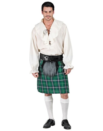 Tartan Mønstret Grønn Kilt med Veske Onesize Tartan Mønstret Grønn Kilt med Veske Onesize