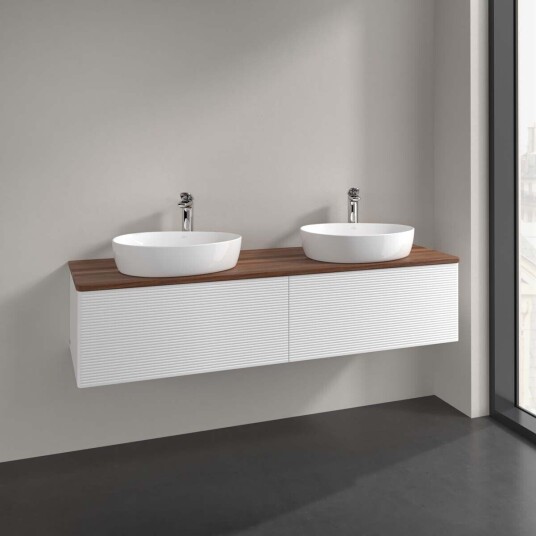 Villeroy & Boch  Antao Servantskap med 2 skuffer 160x50x36 cm m/lys Hvit Matt/Valnøtt