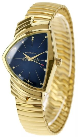 Hamilton Dameklokke H24301141 Ventura Blå/Gulltonet stål Ø32.3 mm