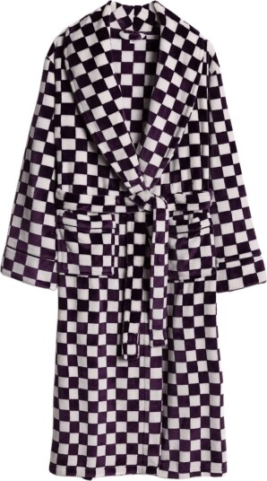 Chelsea Peers Fleece Checkerboard Dressing Gown BURGUNDY 42 Chelsea Peers Fleece Checkerboard Dressing Gown BURGUNDY 42