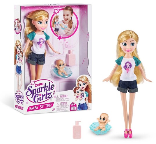 Zuru Sparkle Girlz Baby Sitter Dukke Inkl. Babydukke og Tilbehør 3+år