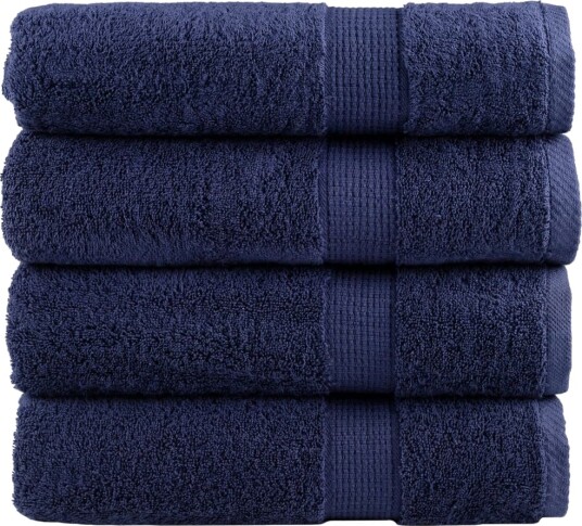 vidaXL Premium dusjhåndklær SOLUND 4 stk marineblå 70x140 cm 600gsm vidaXL Premium dusjhåndklær SOLUND 4 stk marineblå 70x140 cm 600gsm