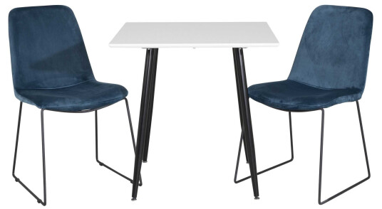 Venture Design Polar & Muce spisegruppe Hvit/blå 2 st stoler & bord 75 x 75 cm