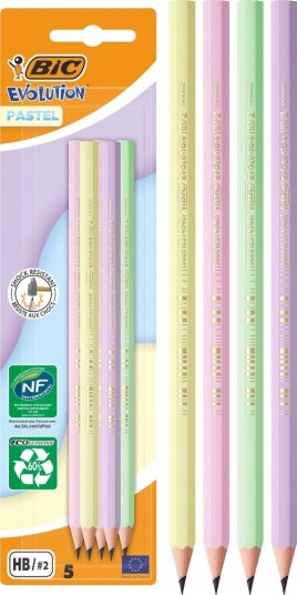 Bic Olówek Evolution Pastel Penn Uten Viskelær 5 Stk