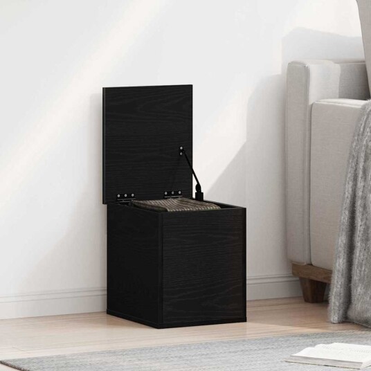 Oppbevaringsboks i svart eik 30x35x35 cm laget av tre Oppbevaringsboks i svart eik 30x35x35 cm laget av tre