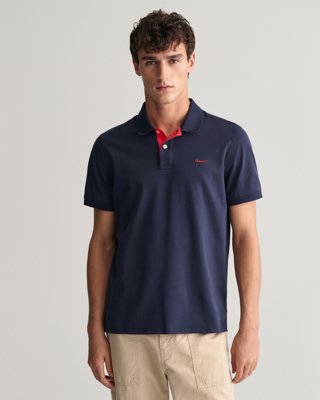 Gant Contrast Polo Shirt - Navy - M