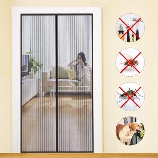 Myggnett magnetisk dør 90x230cm Svart