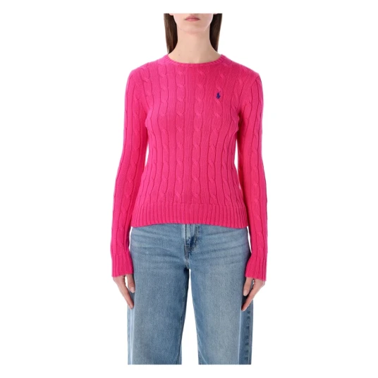 Polo Ralph Lauren Cable Knit Cotton Crewneck Sweater   Pink   M