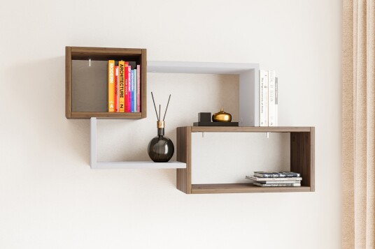 Vegghylle Lundtorp 90 cm Brun|Hvit