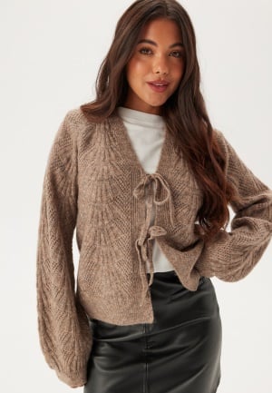 Object Collectors Item Objflora Re L/S KNIT CARDIGAN  Desert Taupe Detail:melange S