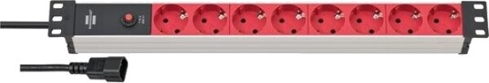 Brennenstuhl Alu Line 8 veis 19" stikkontakt 2m sort/rød BN 1390007118