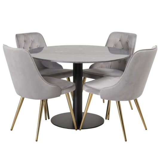 Venture Home Spisegruppe Venture Home Estelle Rund med 4 Vera Stoler Fløyel GR954 Venture Home Spisegruppe Venture Home Estelle Rund med 4 Vera Stoler Fløyel GR954