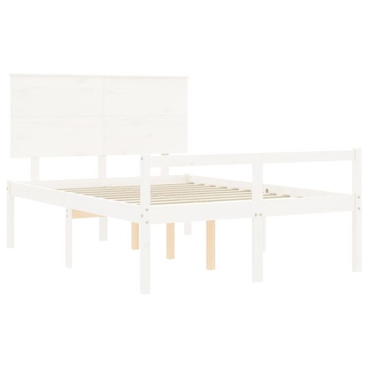 Seniorseng med hodegavl hvit small double heltre