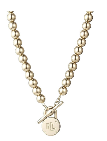 LAUREN RALPH LAUREN Nk 17" Beaded Logo Cllr W/ Tggle Gld |Guld |One Size