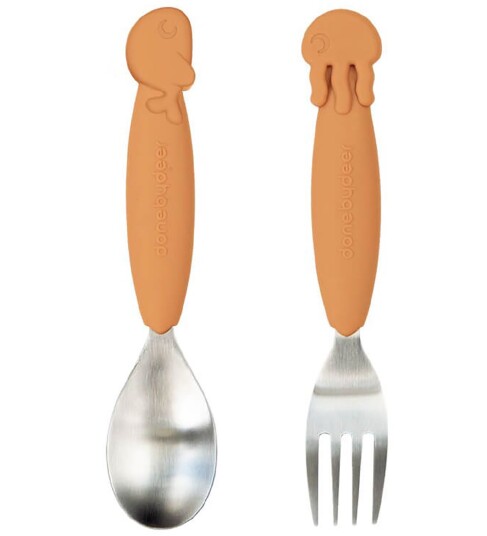 Done by Deer ™ Spoon & Fork Set YummyPlus Sea friends i sennepsgult