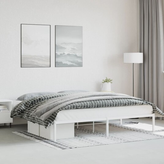 vidaXL Sengeramme i metall hvit 193x203 cm 8721012304826