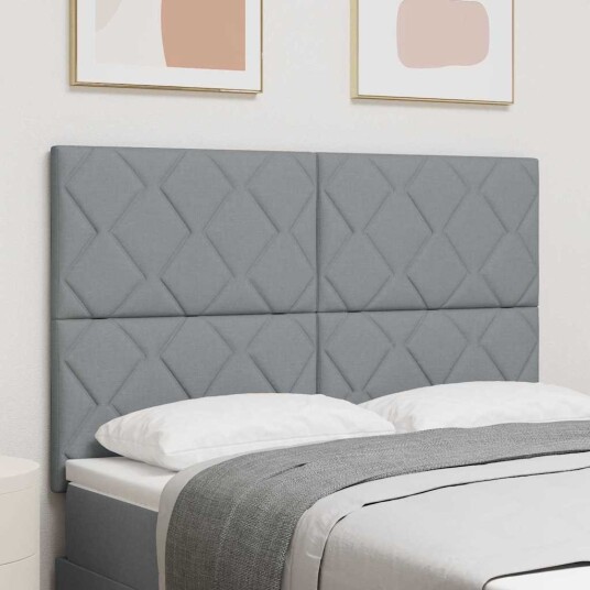LED Hodegavl Diamantblokkmønster Design Lysegrå 144 cm Stoff
