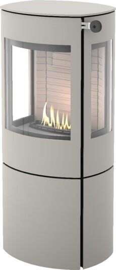 Caro 110 nikkel frittstående biopeis med sideglass og ståldør Caro 110 nikkel frittstående biopeis med sideglass og ståldør