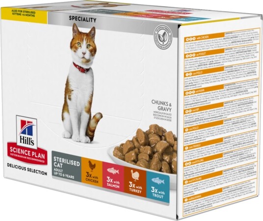 Hill's Science Plan Adult Sterilised - Blandet pakke: Kylling, laks, kalkun, ørret 24 x 85 g