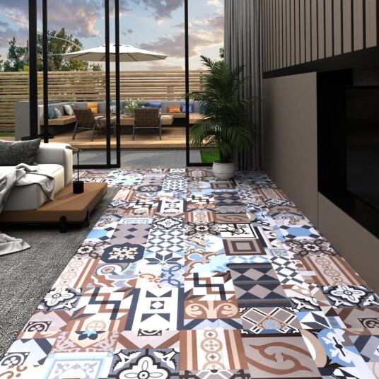 Selvklebende gulvplanker 20 stk PVC 1,86 m² mono mønster
