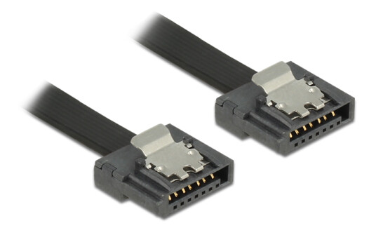 Delock SATA FLEXI 6Gbps kabel 50cm med låseklemmer svart Delock SATA FLEXI 6Gbps kabel 50cm med låseklemmer svart