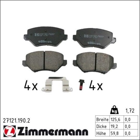 ZIMMERMANN 27121.190.2 Bremseklosser ZIMMERMANN 27121.190.2 Bremseklosser
