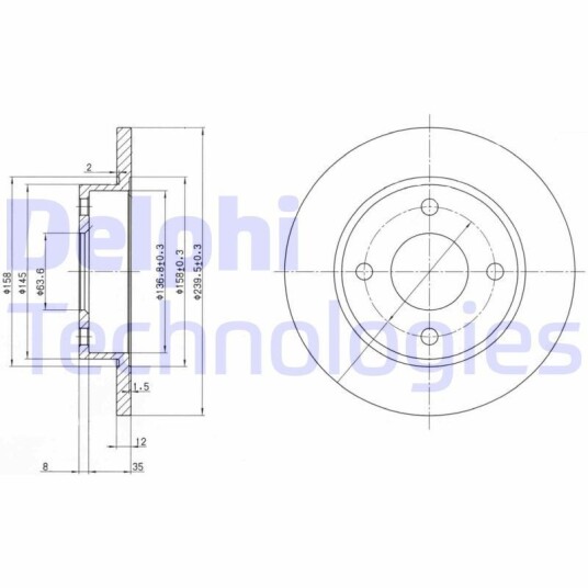 Bremseskive DELPHI BG3055 Bremseskive DELPHI BG3055