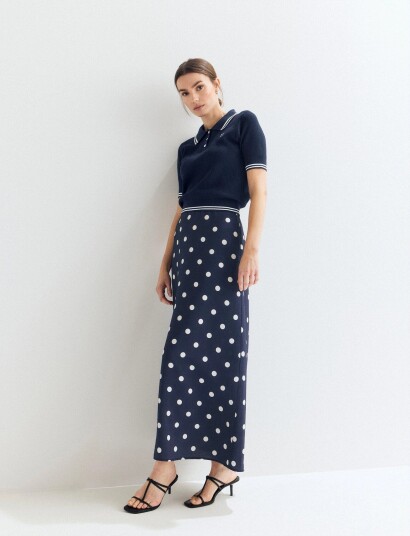 Newhouse Novalie Dot Slip Skirt   Navy   40
