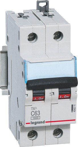 Legrand 5 stk TX³ MCB automatsikring C63 2P 2M 10/10KA Legrand 5 stk TX³ MCB automatsikring C63 2P 2M 10/10KA