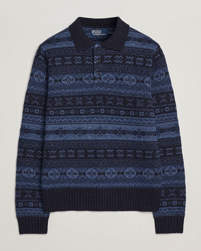 Ralph Lauren Polo Wool/Linen Blend Long Sleeve Sweater Navy Multi