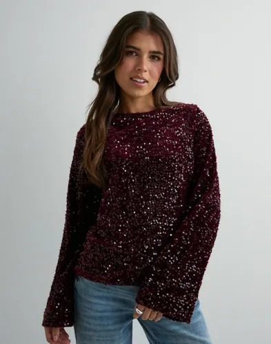 Pieces Rød Pckam Ls Deep Back Bow Top Bc