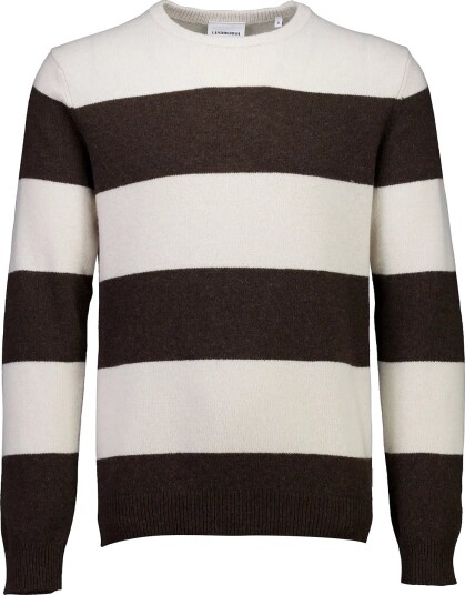 Lindbergh Lambswool Striped O Neck Knit DK BROWN MEL L