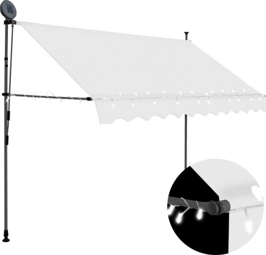 vidaXL Manuell uttrekkbar markise med LED 300 cm kremhvit