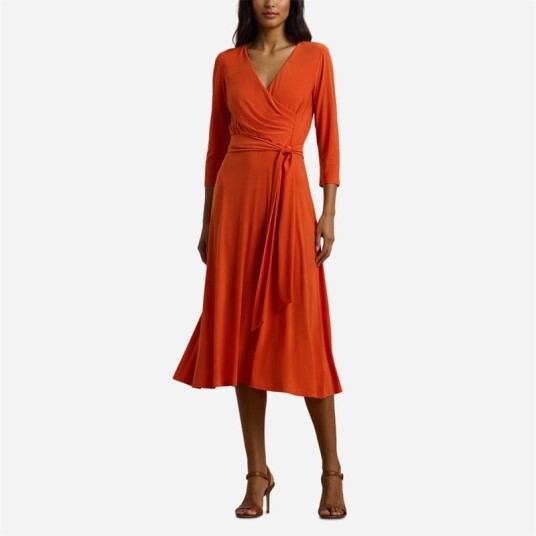 Surplice Jersey Dress Orange Lily Surplice Jersey Dress Orange Lily