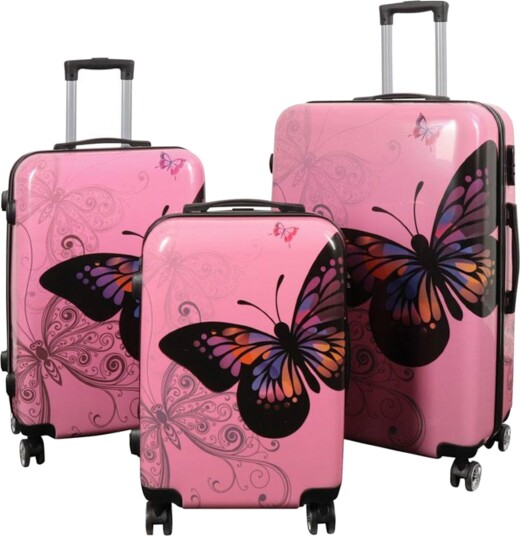 Koffert - Koffert med motiv - Lyserosa med sommerfugl - Hardcase lettvektskoffert Koffert - Koffert med motiv - Lyserosa med sommerfugl - Hardcase lettvektskoffert