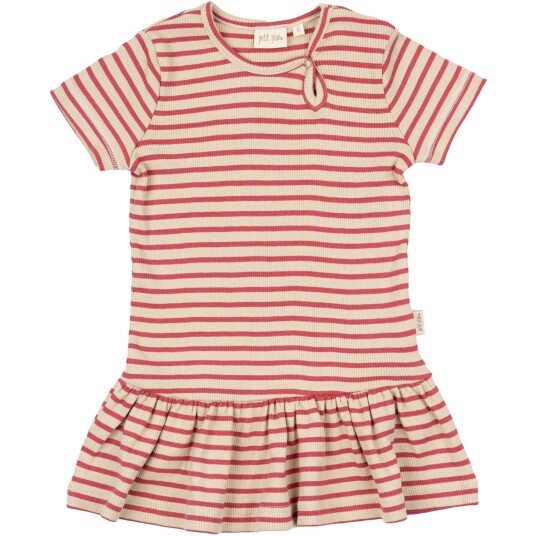 Petit Piao Light Berry/Dark Off White Kjole S/S Modal Striped 86