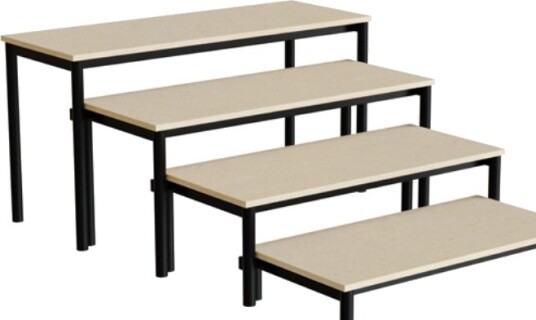 Benk Idol, Trapp 800, Beige Linoleum, Svart Ramme, 4 Seksjoner