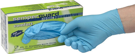 Semperguard nitrilhandsker blå pudderfri pk/100 L