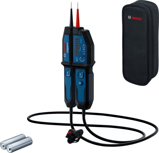 Bosch Spenningstester Gvt 1000-15 Professional 1000 v Ac/Dc, IP65, LED, Vibrasjons- Og Lydsignal, 125 cm Kabel, Med Oppbevaringsveske