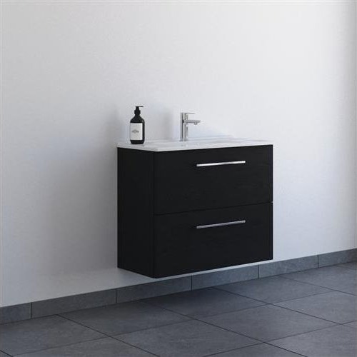 Møbelpakke 81Cm 2 Skuffe M/Vask Sort Eg