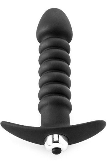 Premium Ribbed Butt Plug With Strong Vibrating Bullet Premium Ribbed Butt Plug With Strong Vibrating Bullet