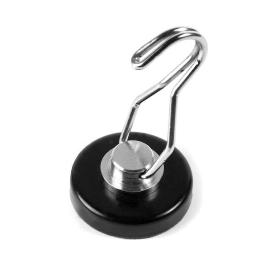 SuperMagneter Kraftig Gummimagnet Ø 40 Mm Med Roterende Krok   Løftekraft 22 Kg