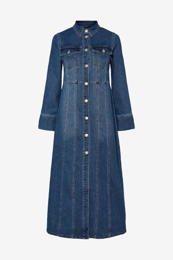 Pieces Denimkjole pcFemma LS Long Denim Dress D2D Blå