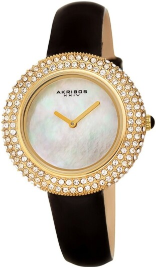 Akribos XXIV Dameklokke AK1049YGB Crystal Hvit/Lær Ø36 mm Akribos XXIV Dameklokke AK1049YGB Crystal Hvit/Lær Ø36 mm