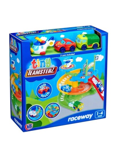 Teamsterz Tiny Raceway and 3 toy cars