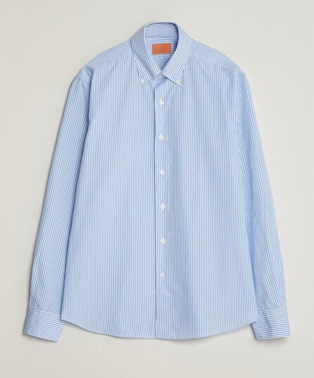Grigio Popeline Button Down Shirt Light Blue Stripe