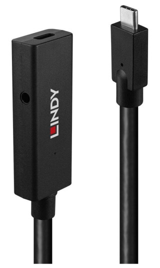 Lindy USB-C 3.2 Gen 2 5m Forlengelseskabel Sort 10 Gbps