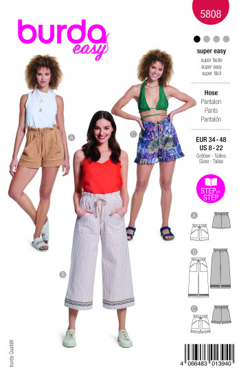 Burda 5808 - Bukse & Shorts EUR: 34-48, US: 8-22