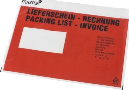 MasterIn Følgeseddellomme I Plast C5 M/Tryk 240X162mm 1000Stk/Kar Plast25/Plast25/Papir46