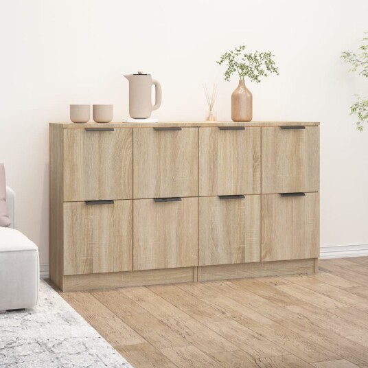 vidaXL Skjenker 2 stk sonoma eik 60x30x70 cm konstruert tre vidaXL Skjenker 2 stk sonoma eik 60x30x70 cm konstruert tre